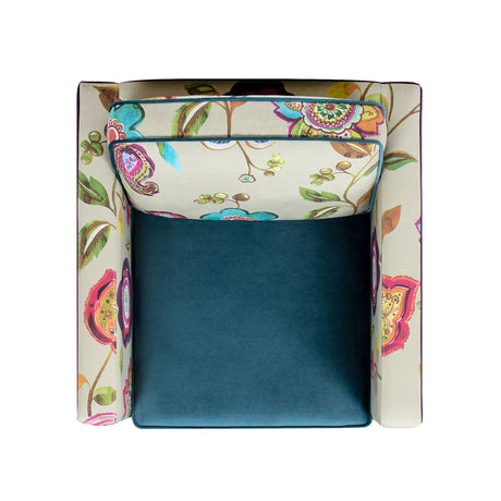 Mamba - Patchwork Accent Chair - Teal Blue Purple / Multicolored Floral - view 4