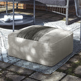 Sabella - Square Woven Outdoor / Indoor Pouf - Gray / White by Simpli-Home | Bel Furniture