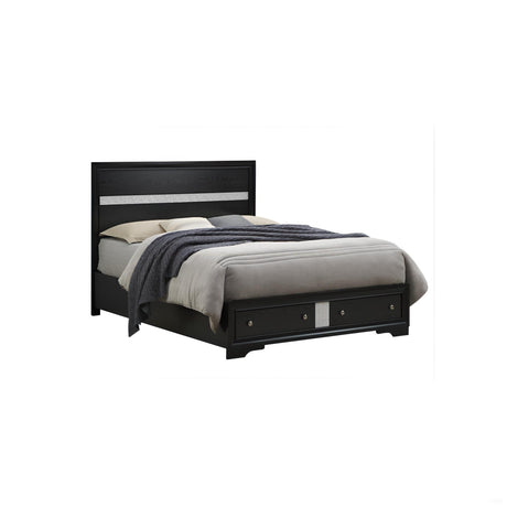 Madrid - Queen Bed With Storage Drawers And Nickel Handles - Black by Glory Furniture | Bel Furniture