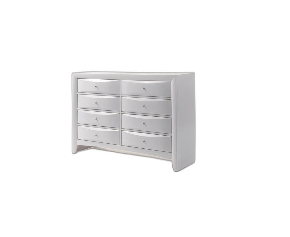 Solid Wood Eight Drawer Double Dresser - White