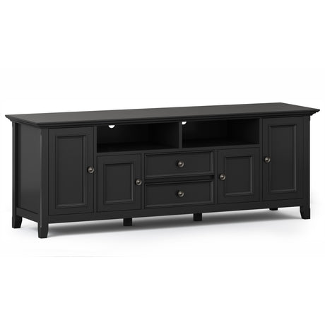 Amherst - Wide TV Media Stand Black by Simpli-Home | Bel Furniture