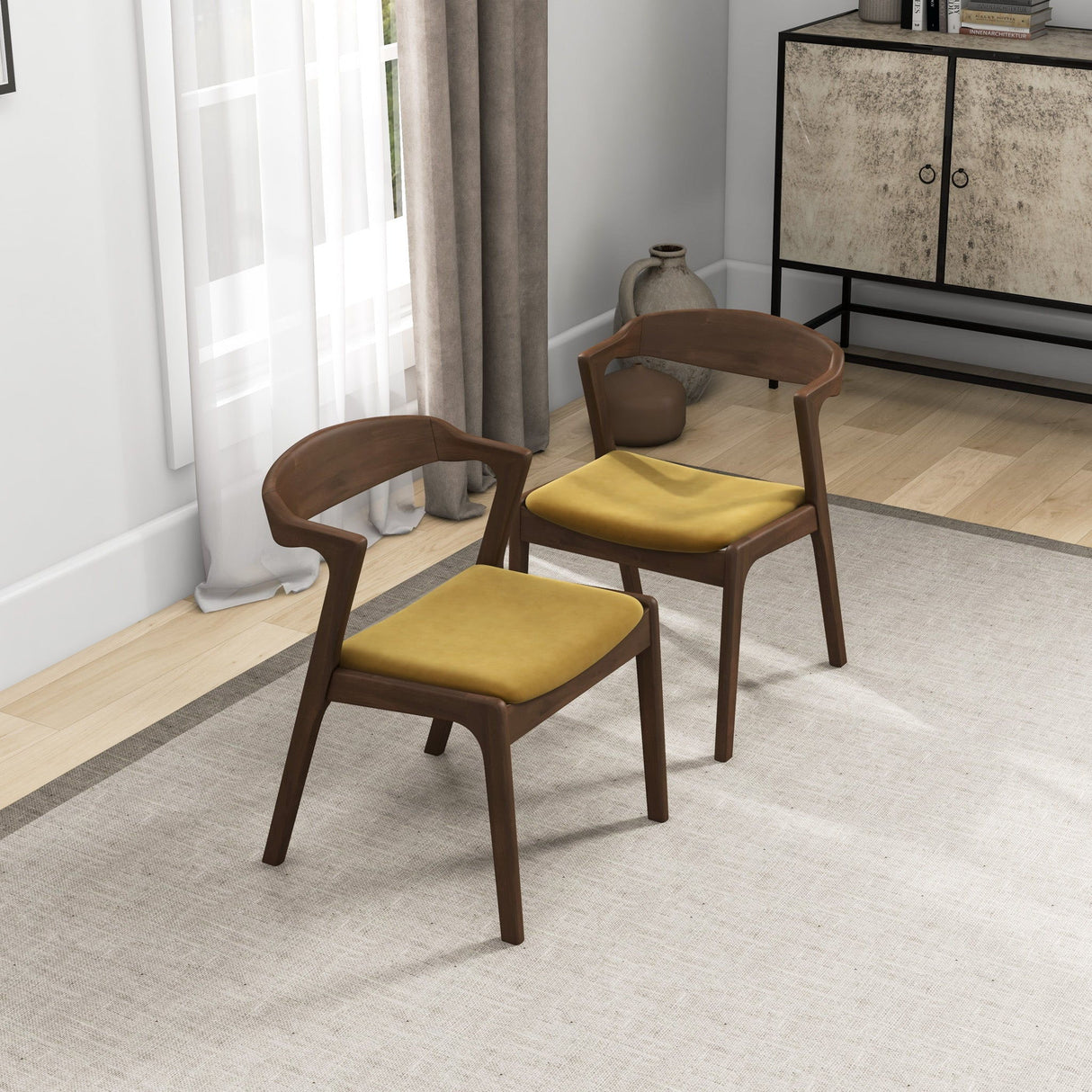 Dakota - Mid-Century Modern Velvet Dining Chair (Set of 2)