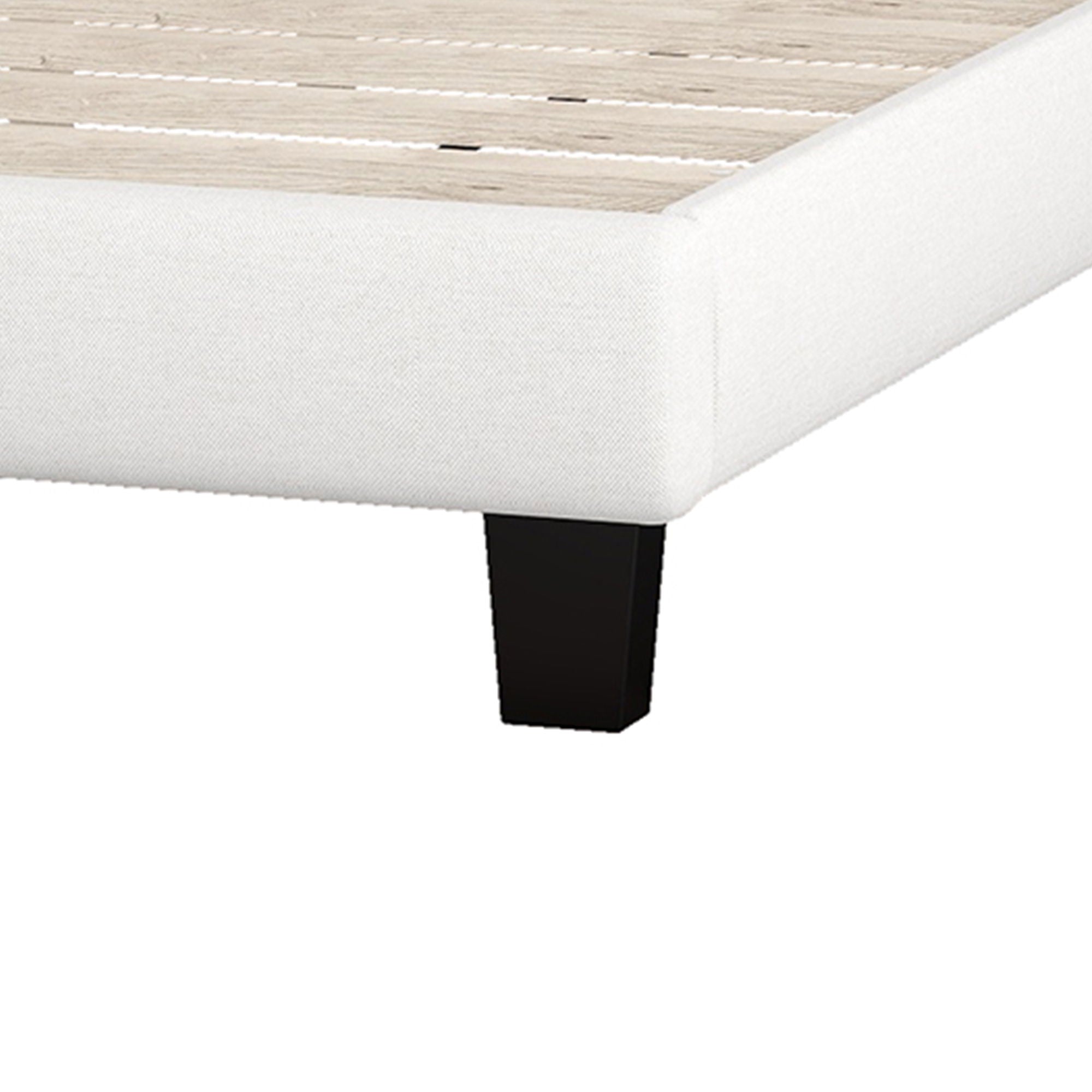 Full Upholstered Platform Bed With Saddle Curved Headboard And Diamond Tufted Details - Beige