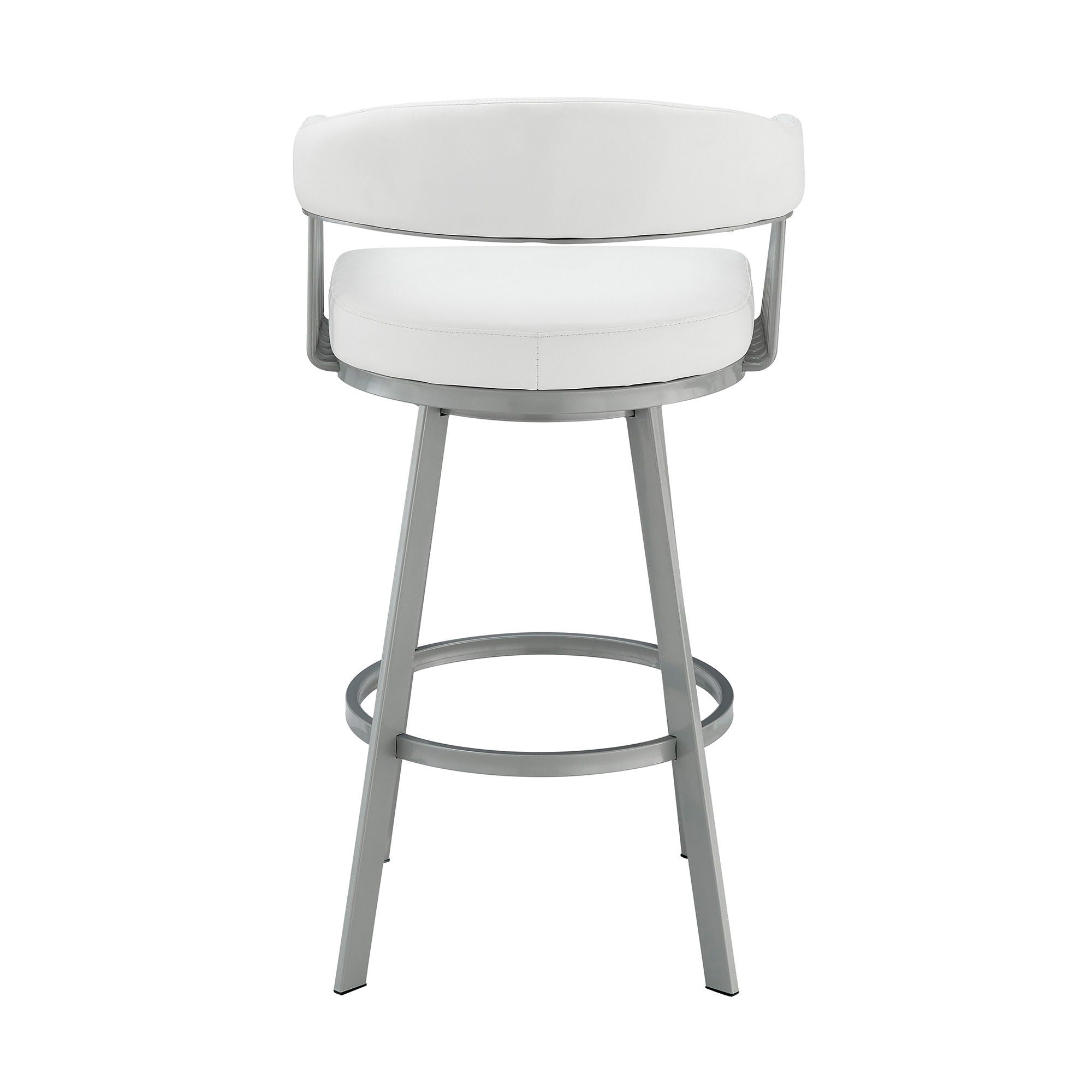 38" Swivel Backless Bar Height Bar Chair - White / Silver