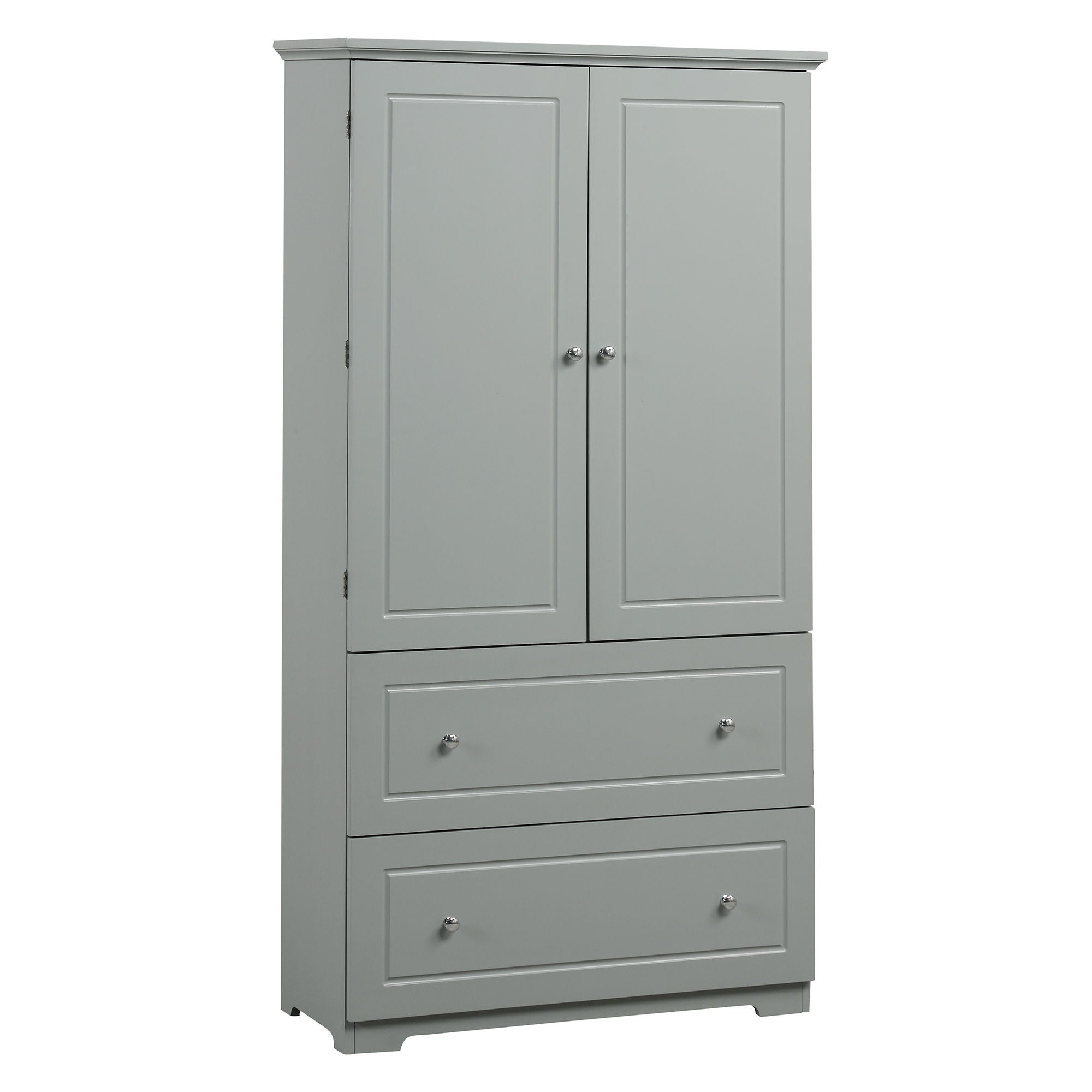 Wide Bathroom Storage Cabinet, Freestanding Storage Cabinet With Two Drawers And Adjustable Shelf, MDF Board With Painted Finish - Gray