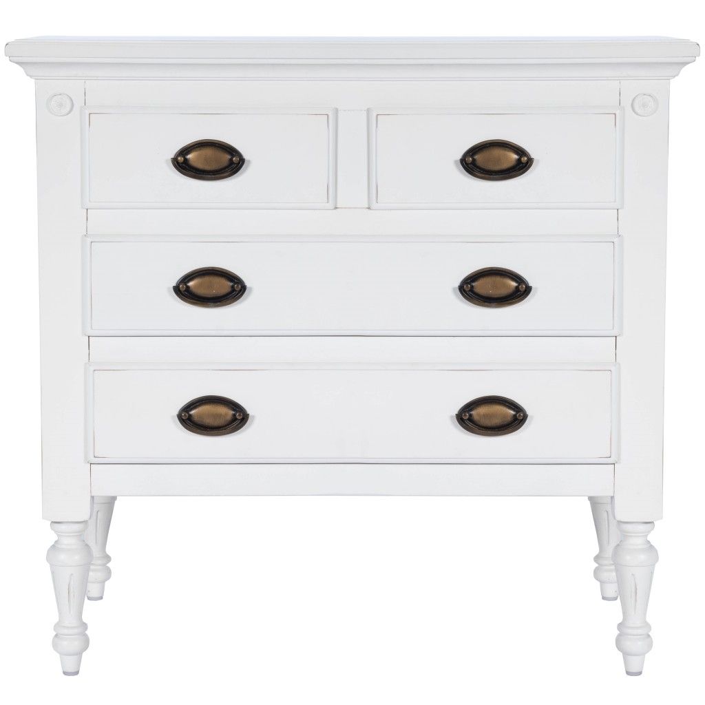 Solid Wood Four Drawer Gentlemans Chest - White