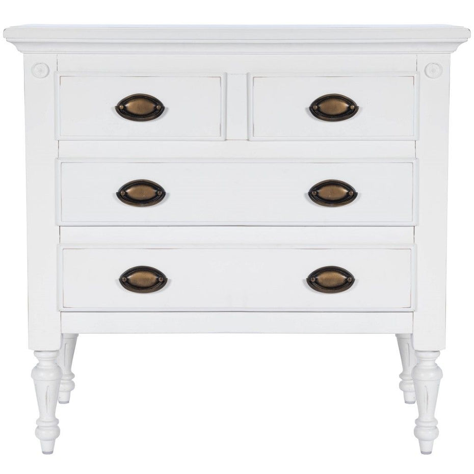 Solid Wood Four Drawer Gentlemans Chest - White