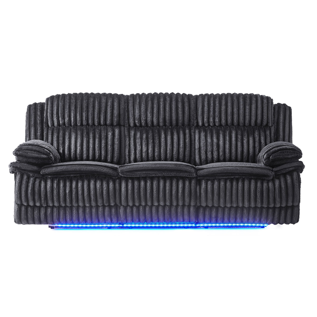 Winston - Power Reclining Sofa With LED Lighting, Hidden Drawer, And Drop Down Table - Black