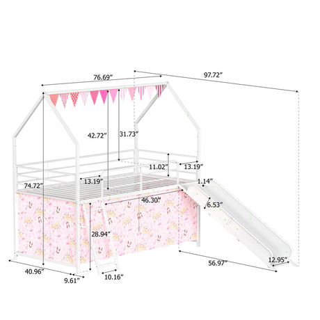 Jack - House Loft Bed With Slide And Curtain Set - view 25