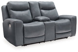 Mindanao - Steel - 2 Pc. - Power Reclining Sofa, Power Reclining Loveseat with Console by Signature Design by Ashley® | Bel Furniture