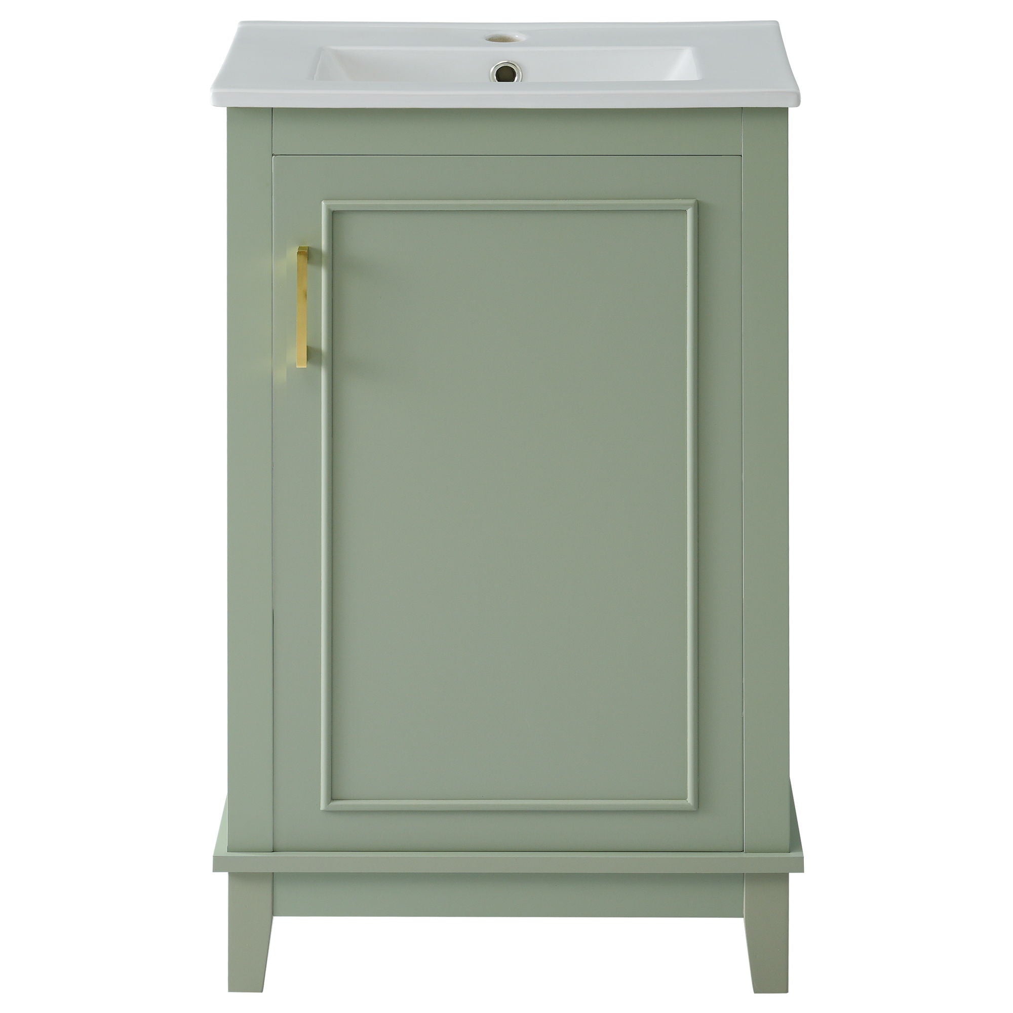 Modern Small Bathroom Vanity Cabinet With Ceramic Basin, Ample Storage, 1 Soft Close Door