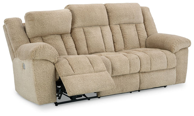 Tip-off - Power Reclining Sofa With Adj Headrest Beige by Signature Design by Ashley® | Bel Furniture