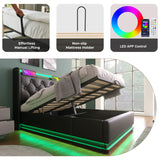 Upholstered Bed, 360 Surround LED Function, Remote Control, Hydraulic Storage Bed With USB, Type-C Charging (Without Mattress)