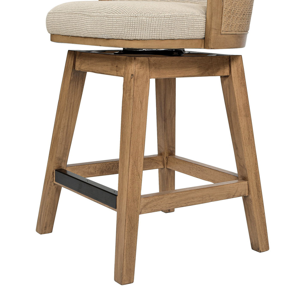 Bahama - Cane High Back Swivel Counter Stool With Recessed Arms Textured Weave - Taupe Beige by Jennifer Taylor Home | Bel Furniture