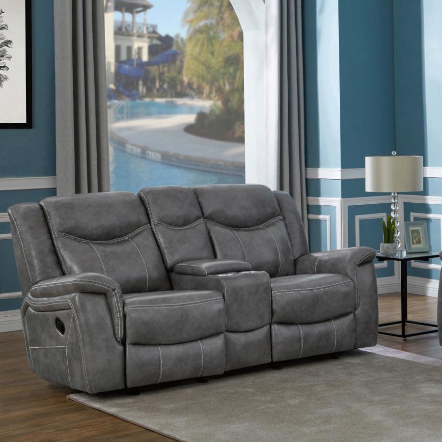 Conrad - Upholstered Padded Arm Glider Loveseat - Gray