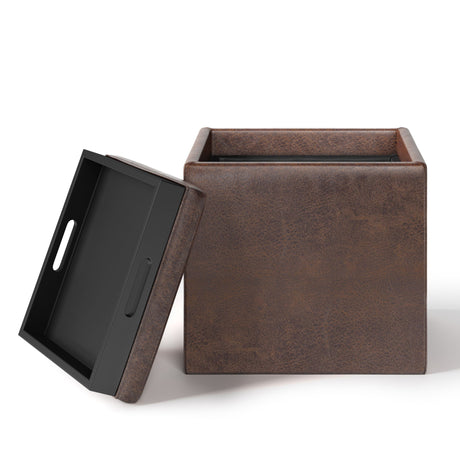 Rockwood - Upholstered Cube Storage Ottoman With Tray - view 22