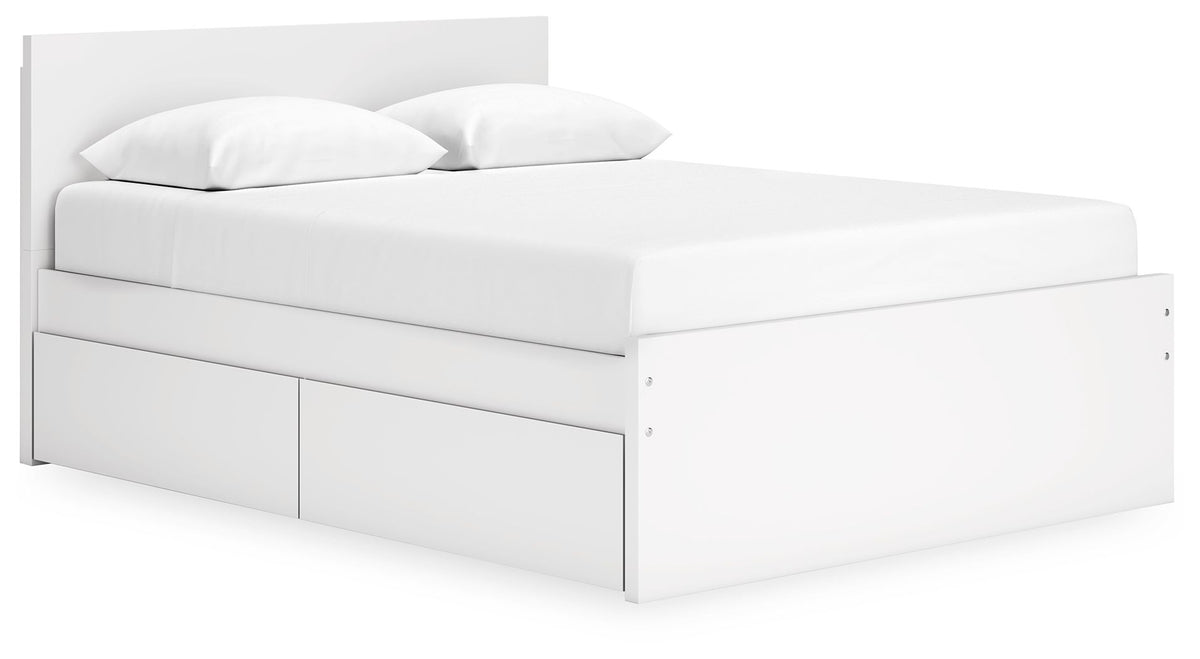 Onita - Panel Platform Bed With Storage White Queen 2 Side Storage by Signature Design by Ashley® | Bel Furniture