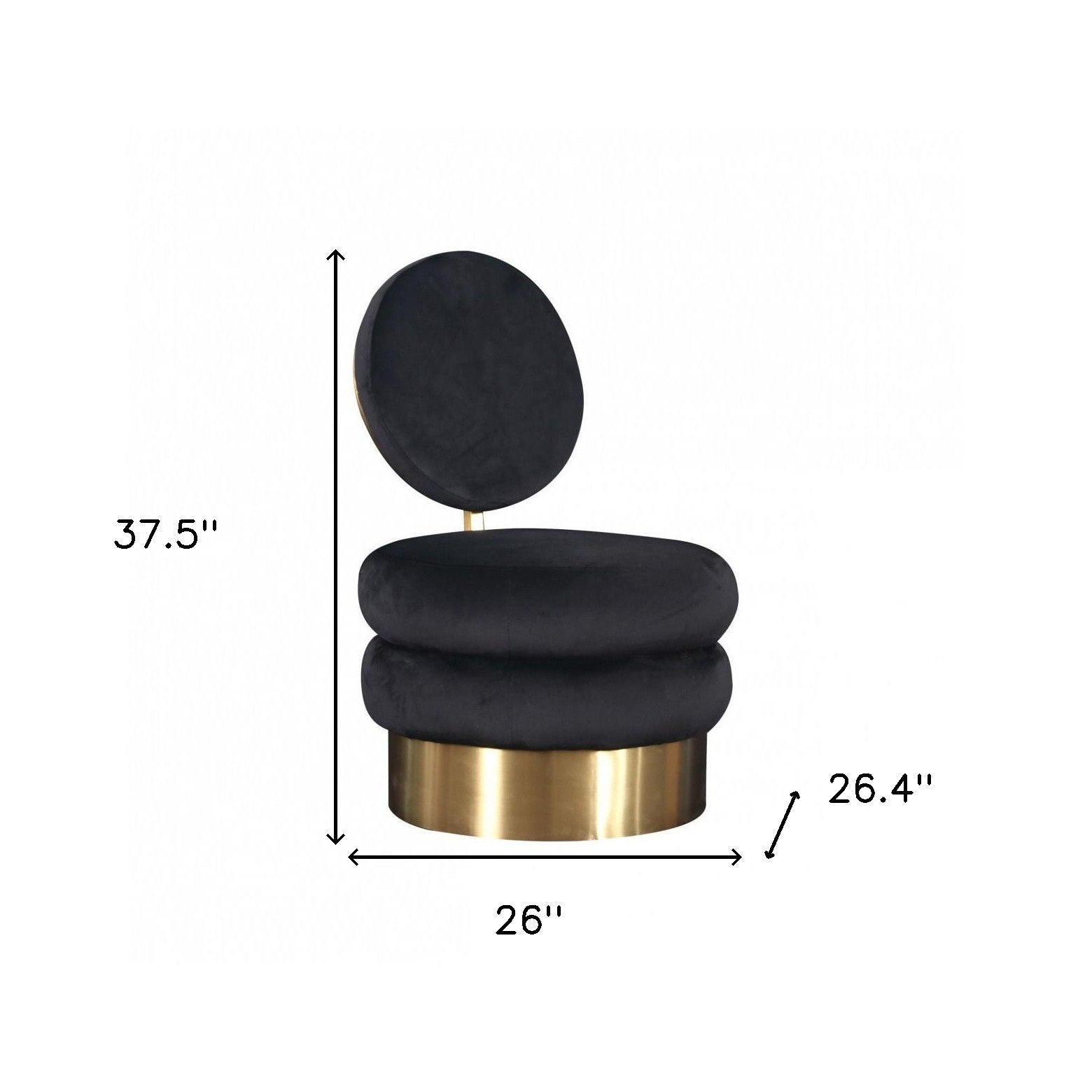 Velvet And Gold Contemporary Barrel Chair - Black