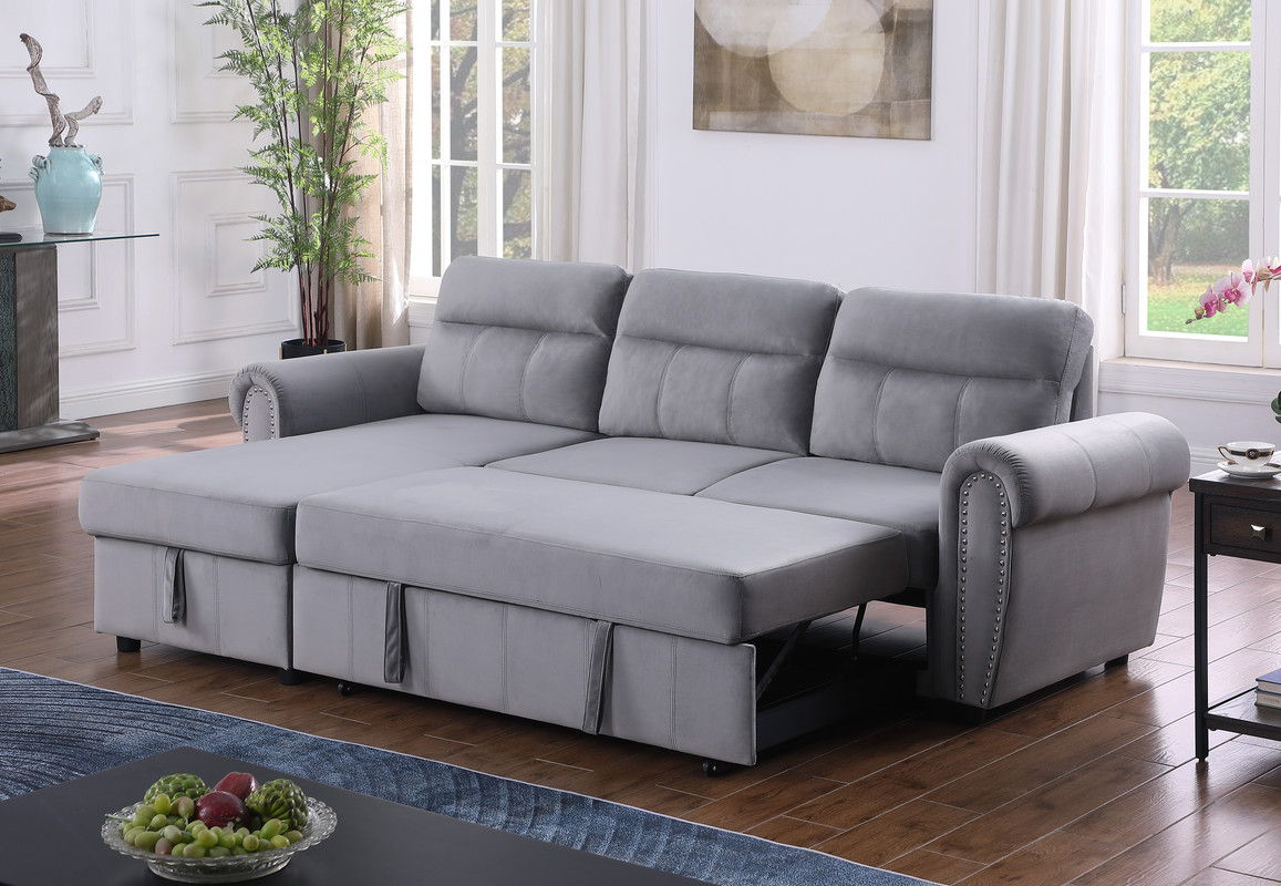 Ashton - Reversible Sleeper Sectional Sofa Chaise by Lilola Home | Bel Furniture