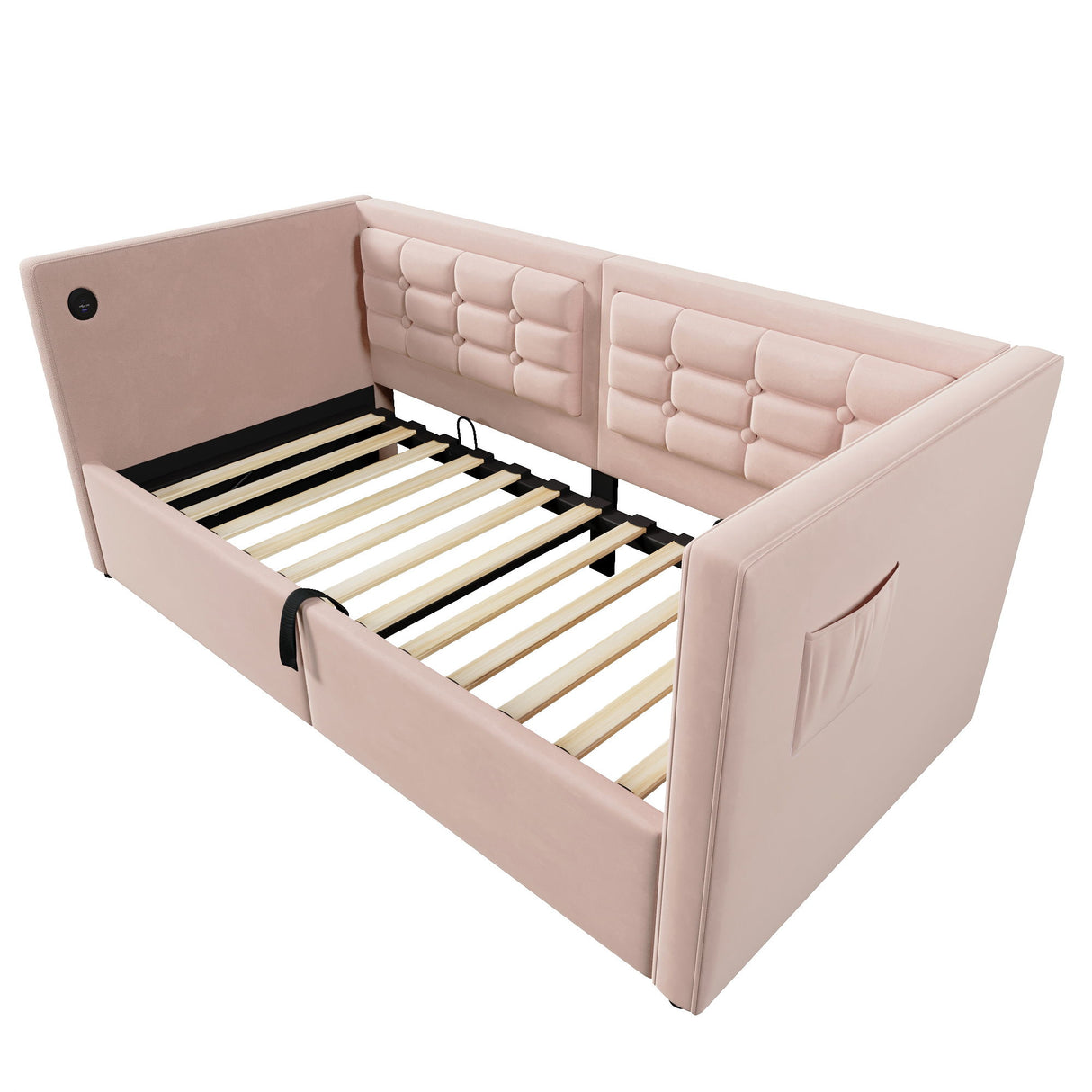 Upholstered Hydraulic Storage Daybed With USB & Type C Charging