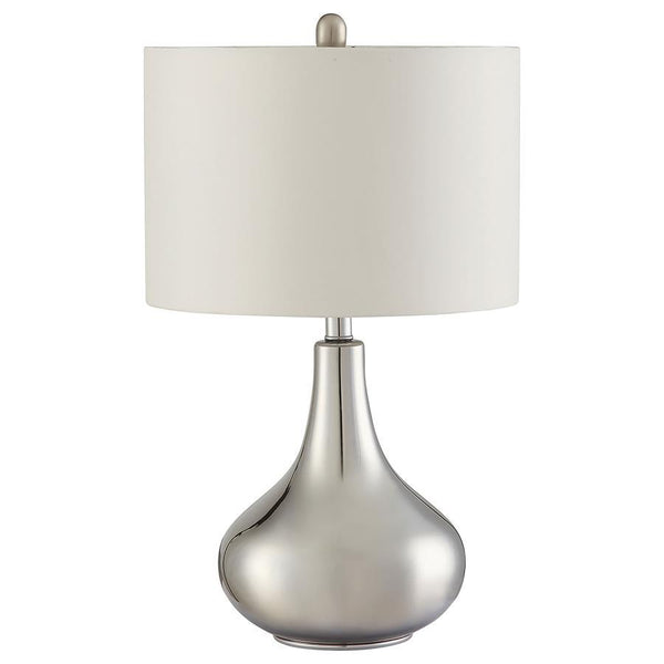 Junko - Drum Shade Urn Bedside Table Lamp - Chrome