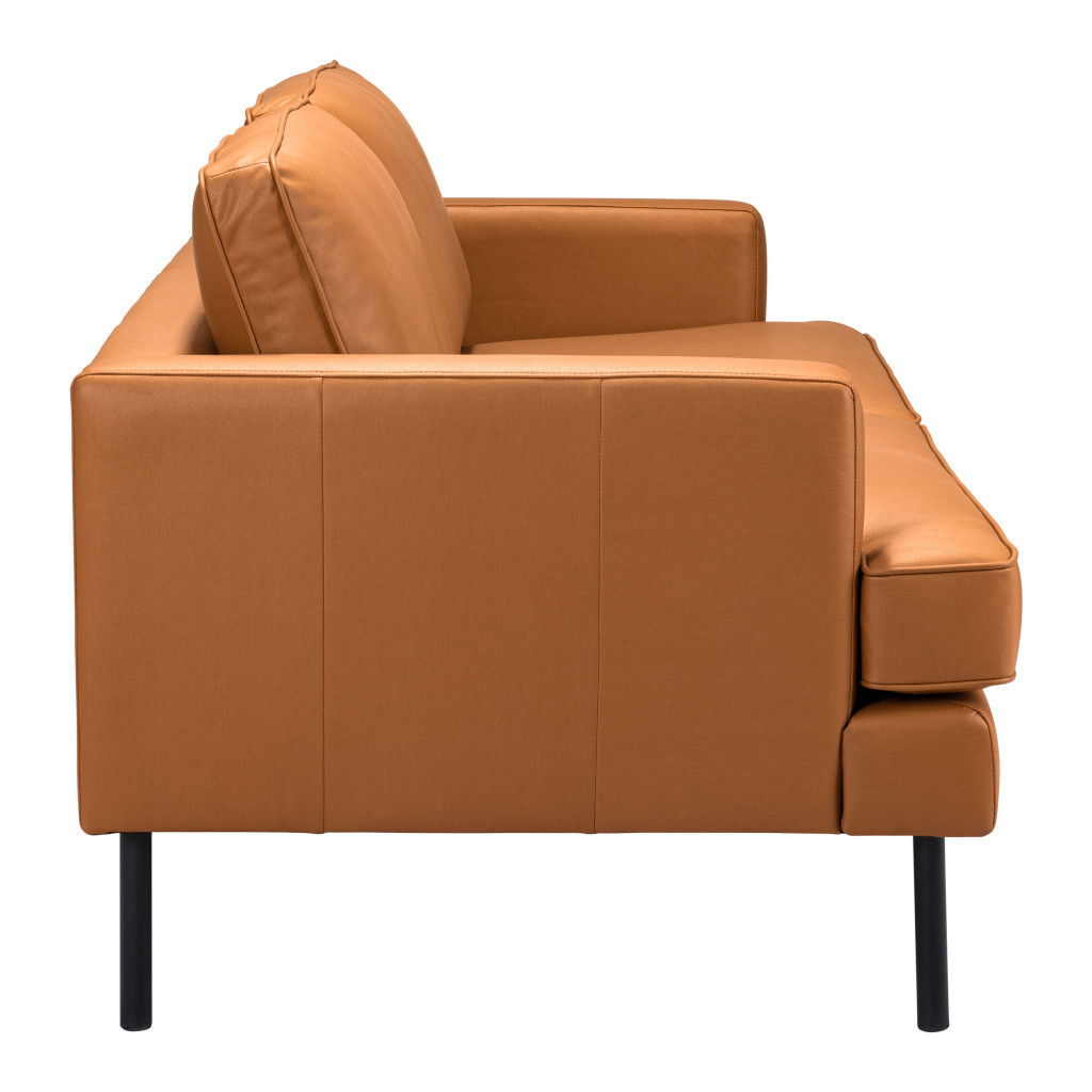 Polyester Sofa With Black Legs - Brown