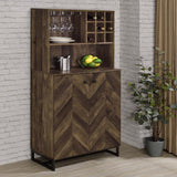 Mendoza - 2 Door Home Bar Cabinet Wine Storage - Rustic Oak by CoasterEveryday | Bel Furniture