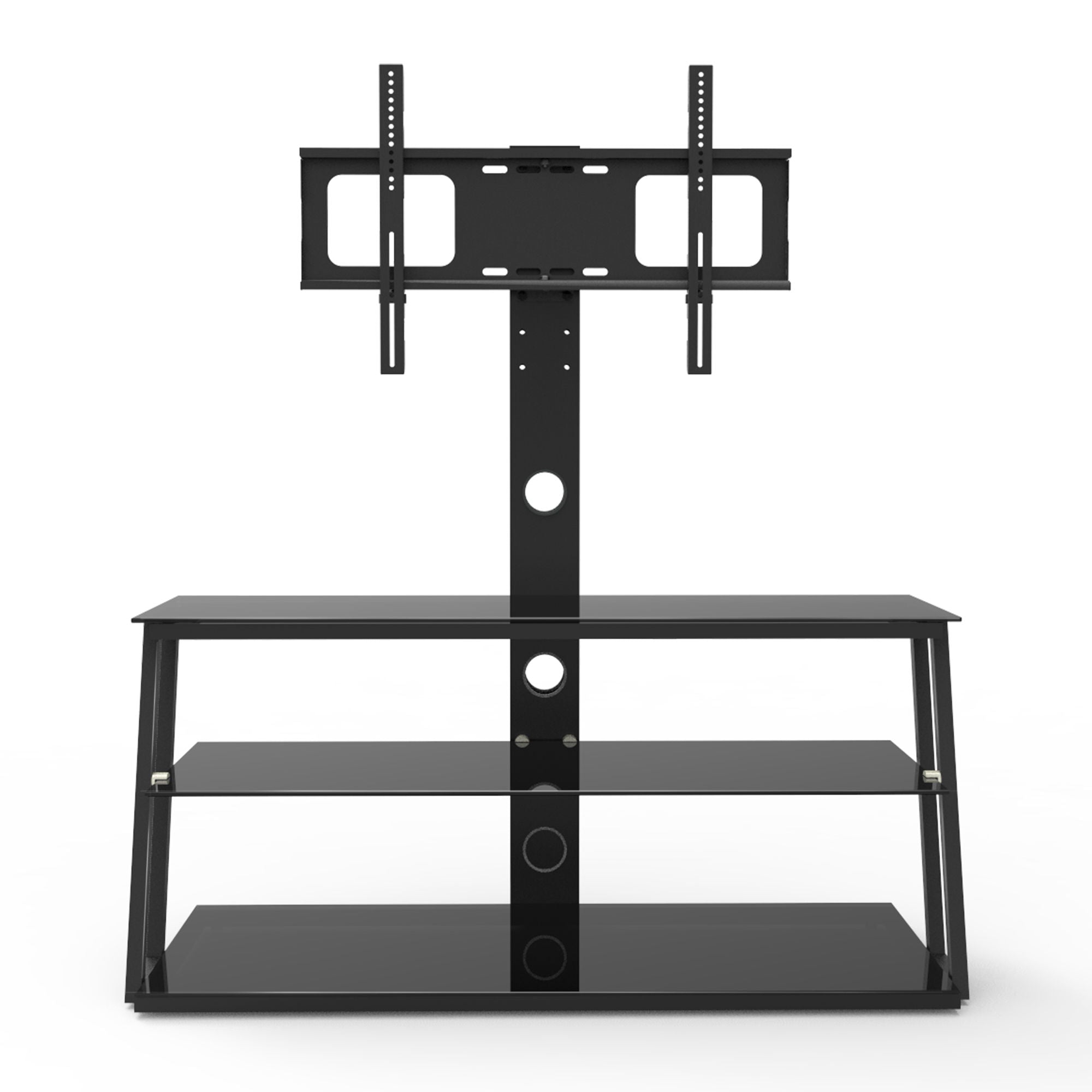 Multi-Function Angle And Height Adjustable Tempered Glass TV Stand - Black