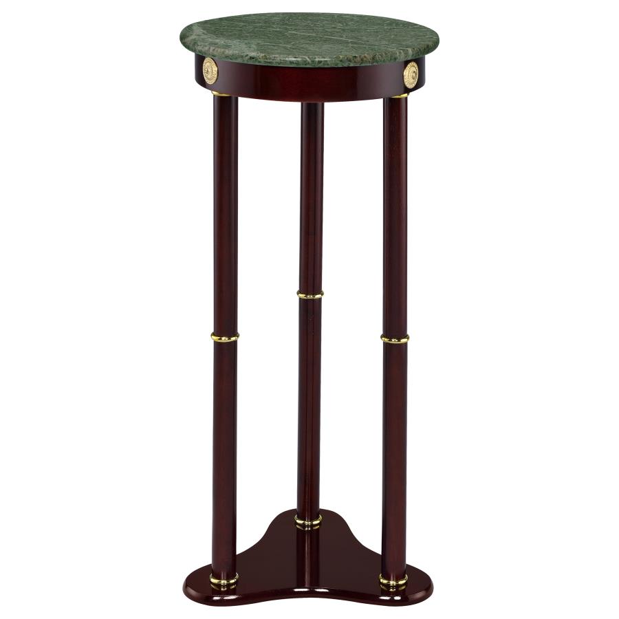 Edite - Round Marble Top Accent Side Table - Merlot