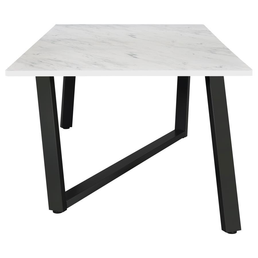 Mayer - Rectangular Faux Marble Dining Table - White by CoasterEssence | Bel Furniture