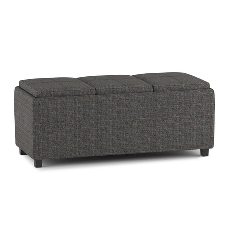 Avalon - Multi Functional Storage Ottoman Dark Gray Fabric by Simpli-Home | Bel Furniture