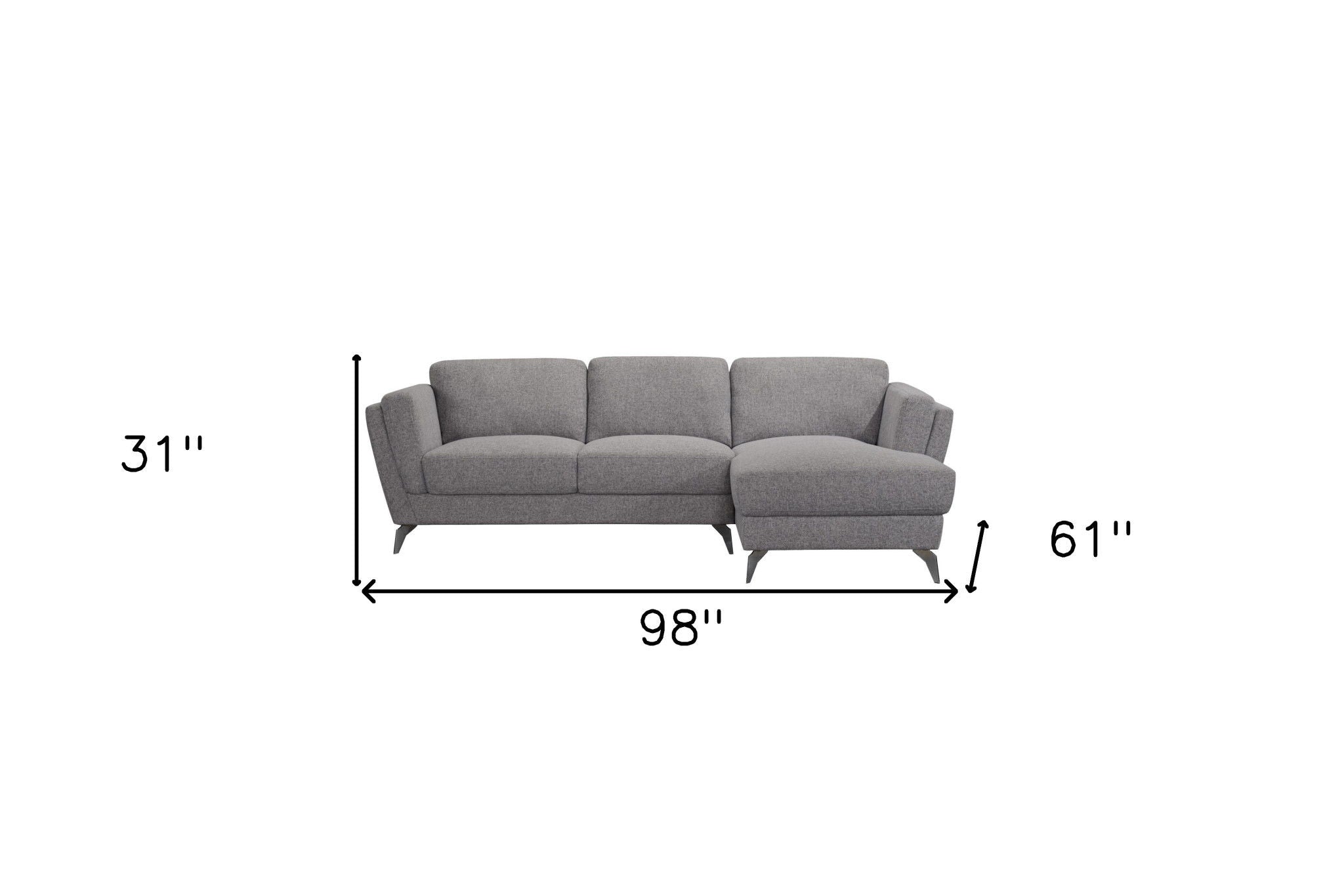 Cotton Blend Stationary L Shaped Two Piece Sofa And Chaise - Gray