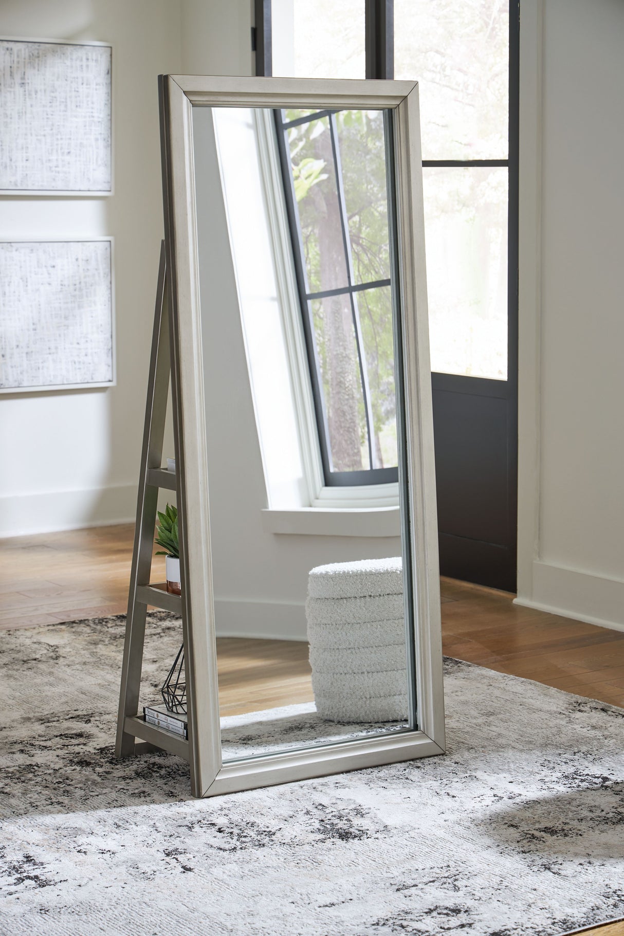 Evesen - Champagne - Floor Standing Mirror With Storage by Signature Design by Ashley® | Bel Furniture