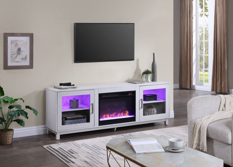 Summit - TV Stand Console With Fireplace - White Walnut Finish by Lilola Home | Bel Furniture