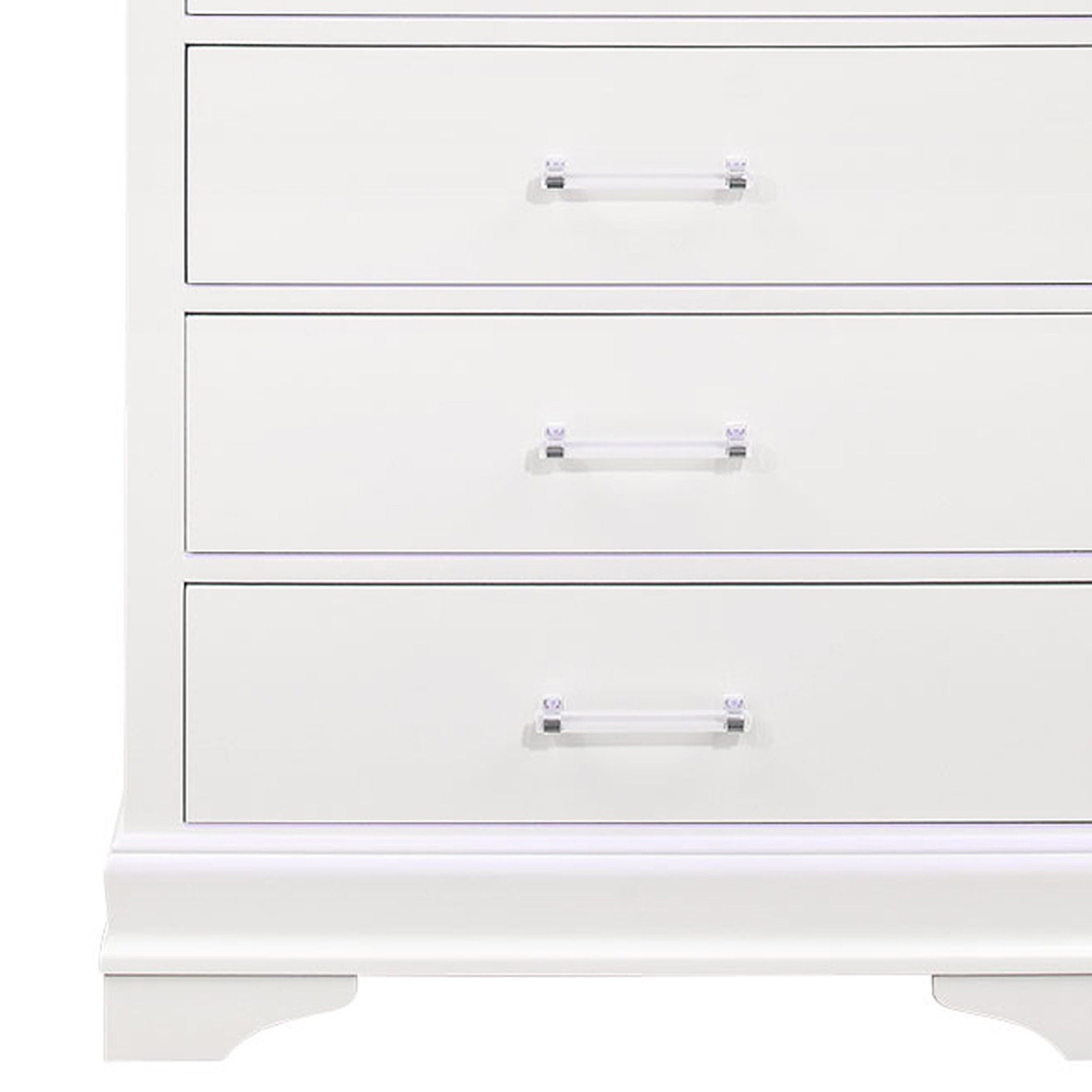 Solid Wood Five Drawer Chest With Led Lighting - White