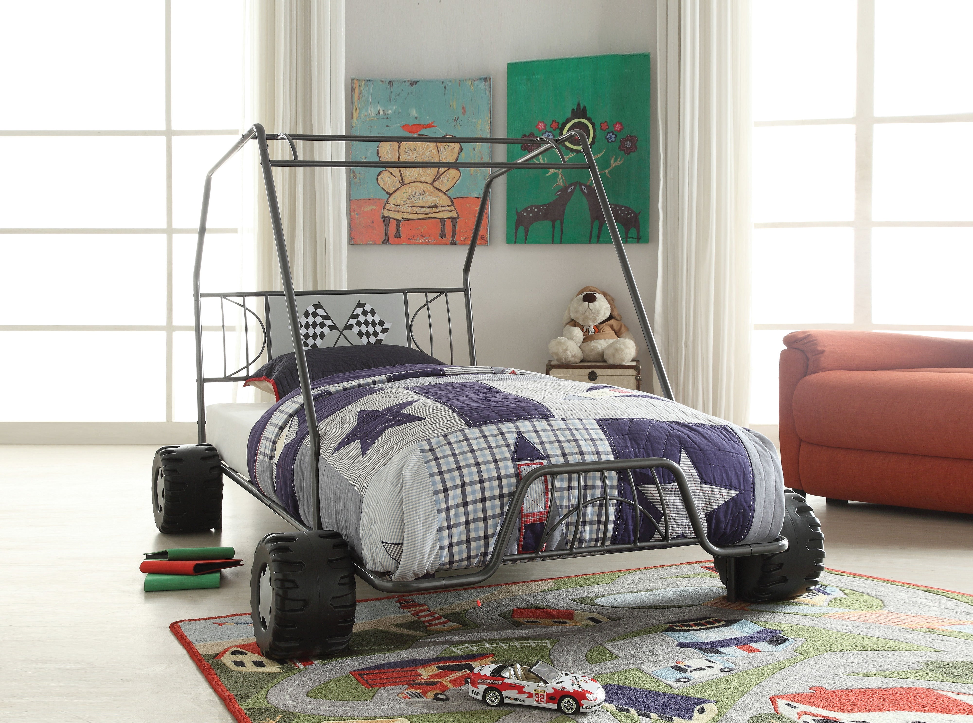 Xander - Twin Go Kart Bed - Gunmetal