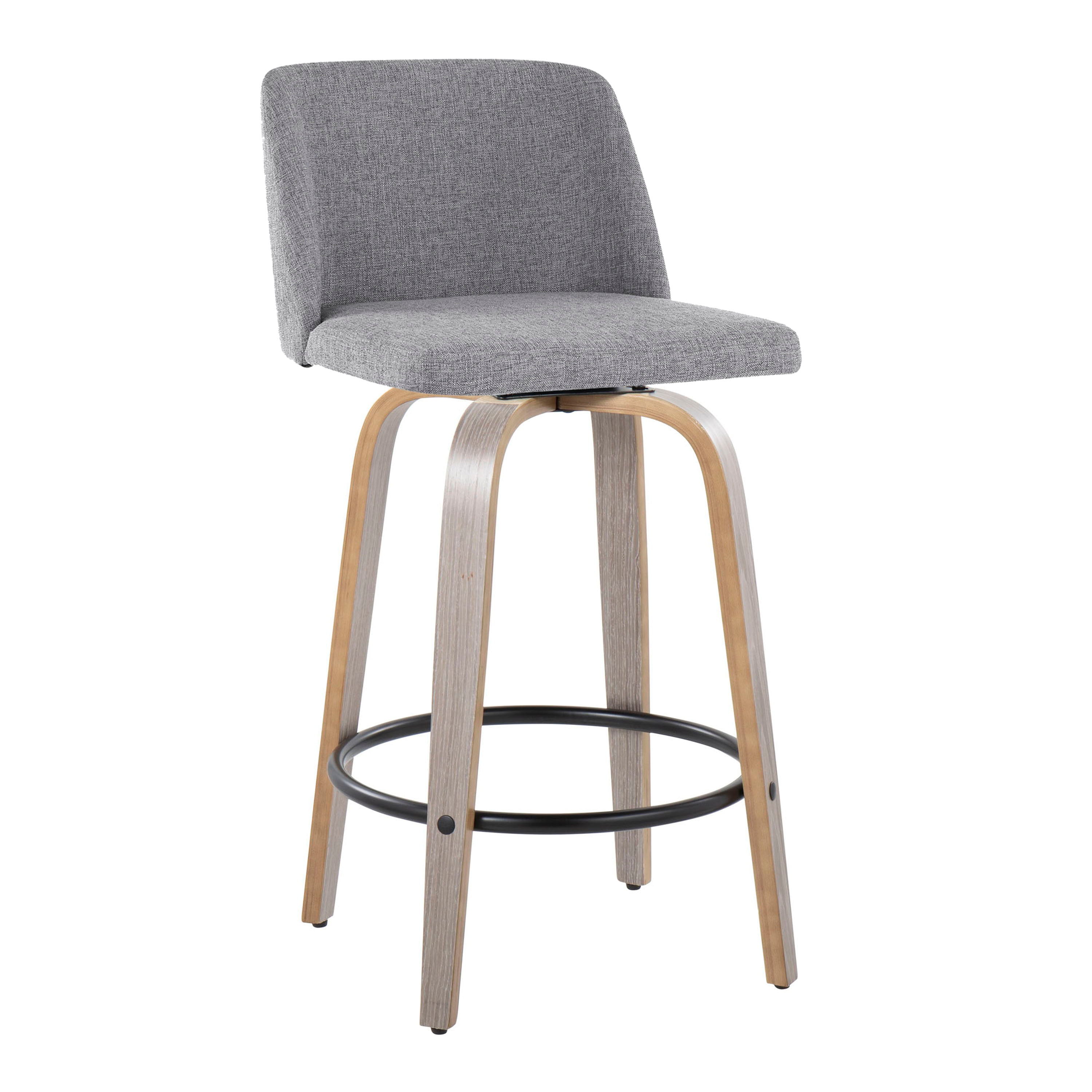 Toriano - Contemporary Fixed Height Counter Stool With Swivel & Round Footrest (Set of 2)