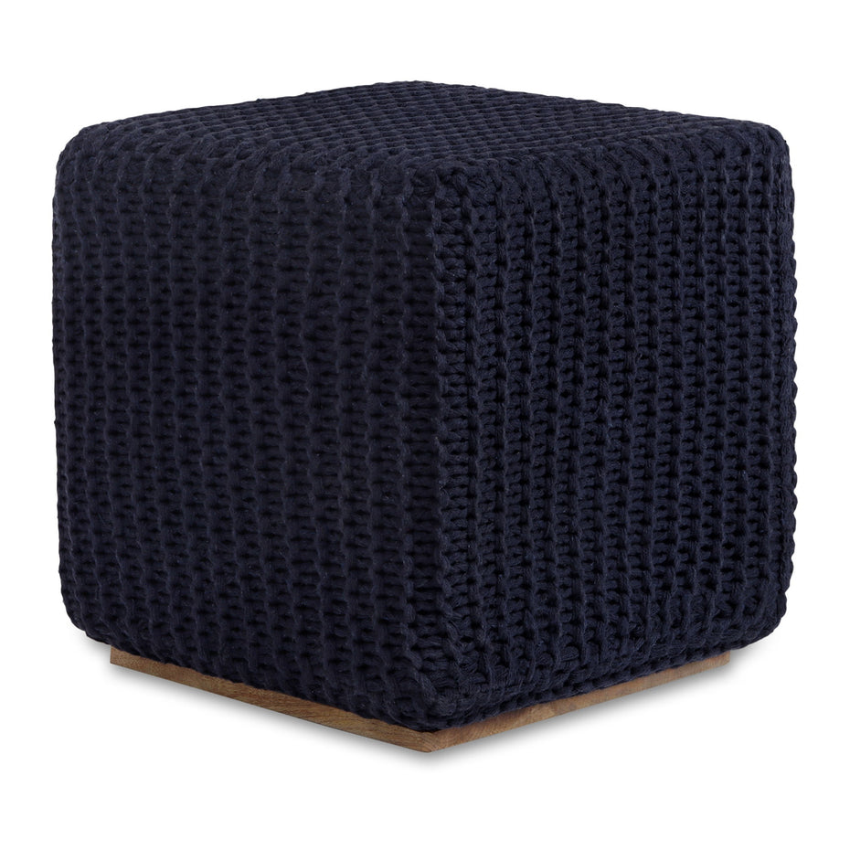 Cotton Blend, Pouf Ottoman - Navy Blue