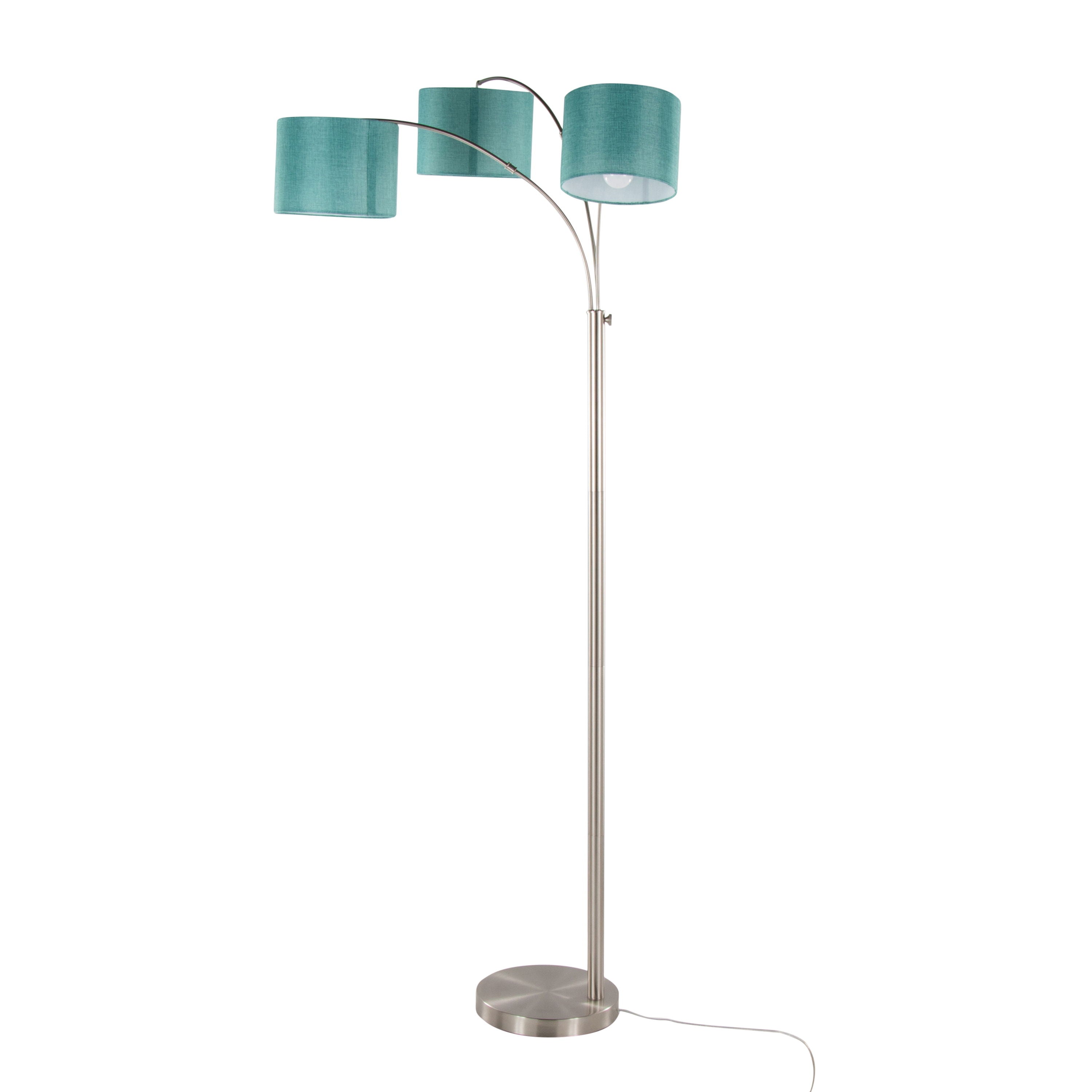 Willow - Trio Contemporary Floor Lamp - Nickel / Turquoise