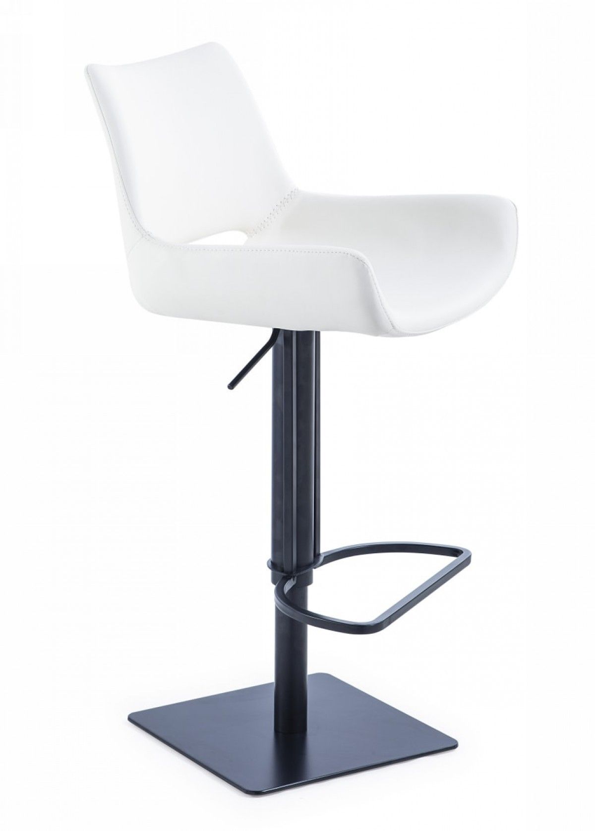 Faux Leather And Stainless Steel Swivel Bar Height Bar Chair - White / Black