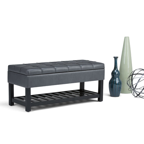 Saxon - Upholstered Transitional Storage Ottoman Bench - view 9