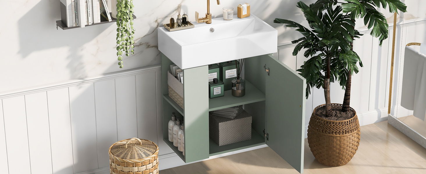 Modern Floating Bathroom Vanity With Ceramic Basin Perfect For Small Bathrooms