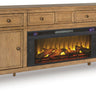 Sharlance - 81" TV Stand With Electric Fireplace Light Brown Faux Brick Fireplace Insert by Signature Design by Ashley® | Bel Furniture