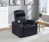 Cyrus - Upholstered Track Arm Recliner - Black by CoasterEssence | Bel Furniture