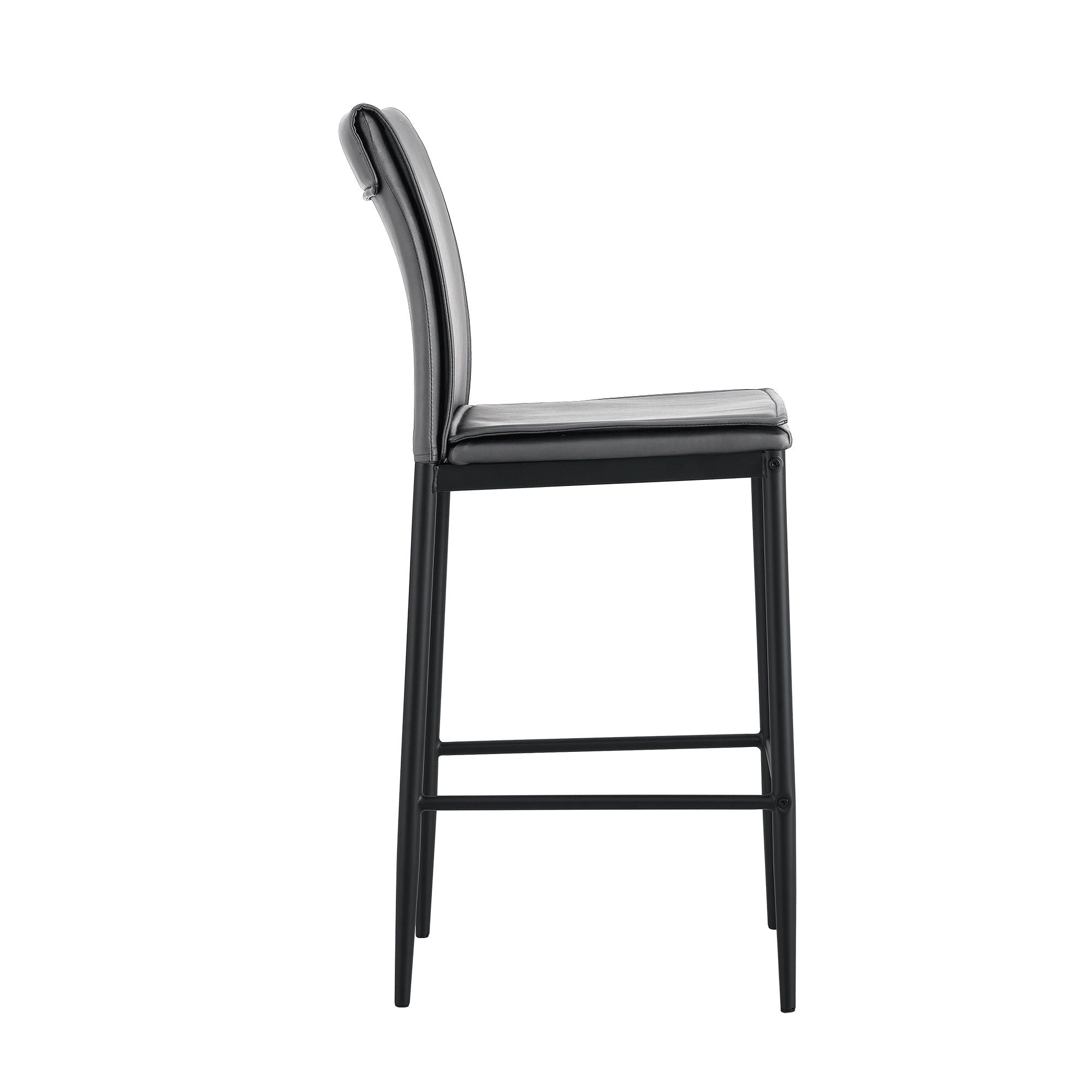 Leather Barstool Dining Counter Height Chair (Set of 2) - Gray