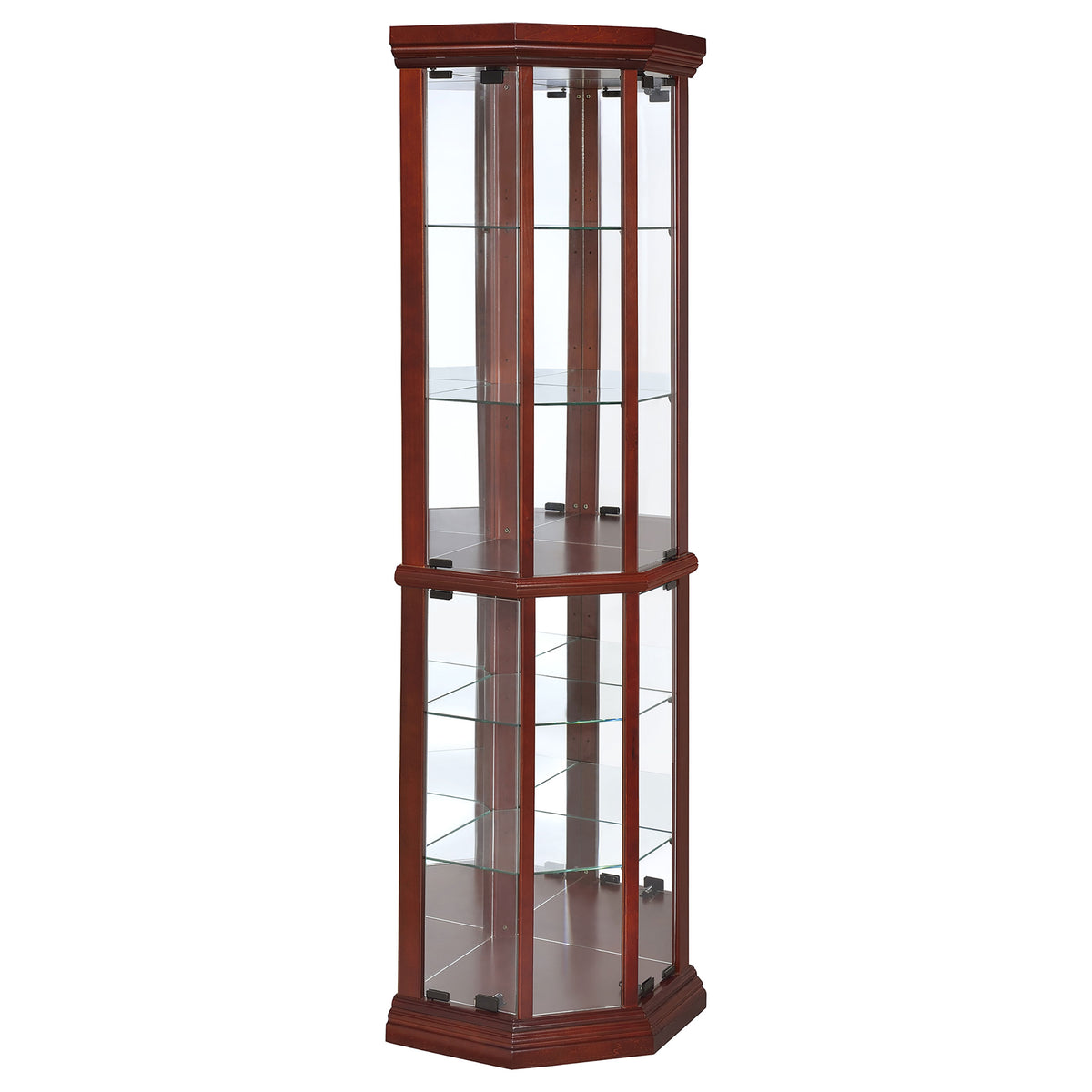 Appledale - 6-Shelf Corner Curio Display Cabinet - Medium Brown