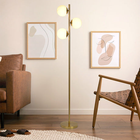 Brilliance - Modern Floor Lamp, Opal Shades And Round Base - Clear / Gold by Ashcroft Furniture | Bel Furniture