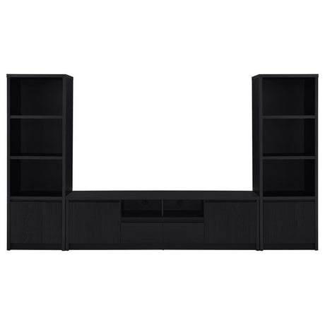 Winfield - 3-Piece Entertainment Center TV Stand Black 125"W x 15.5"D x 70.75"H by Coaster Fine Furniture | Bel Furniture