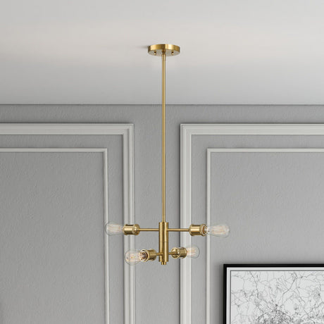 Trellis - 4 Lights Modern Gold Chandelier Vintage Pendant Fixture For Living Room - Clear / Gold - view 4