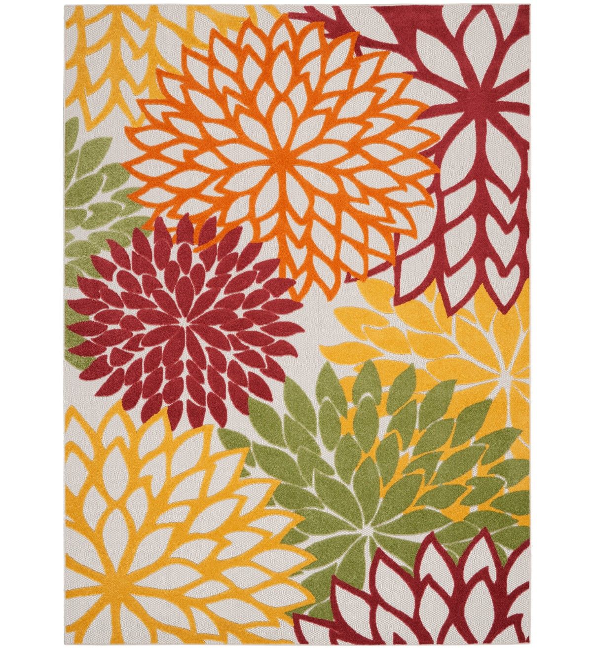 9' X 12' Floral Non Skid Indoor / Outdoor Area Rug - Red